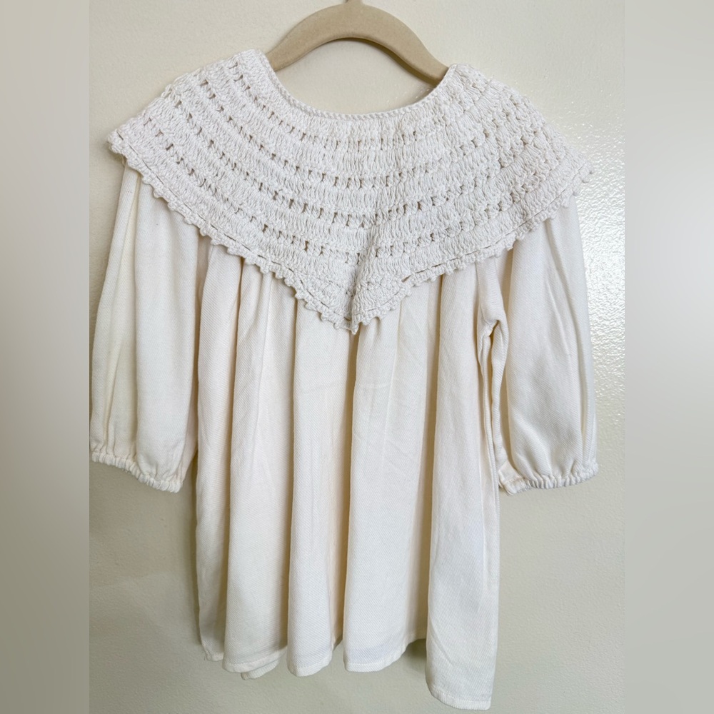 Cream Crochet Yoke  toddler dress